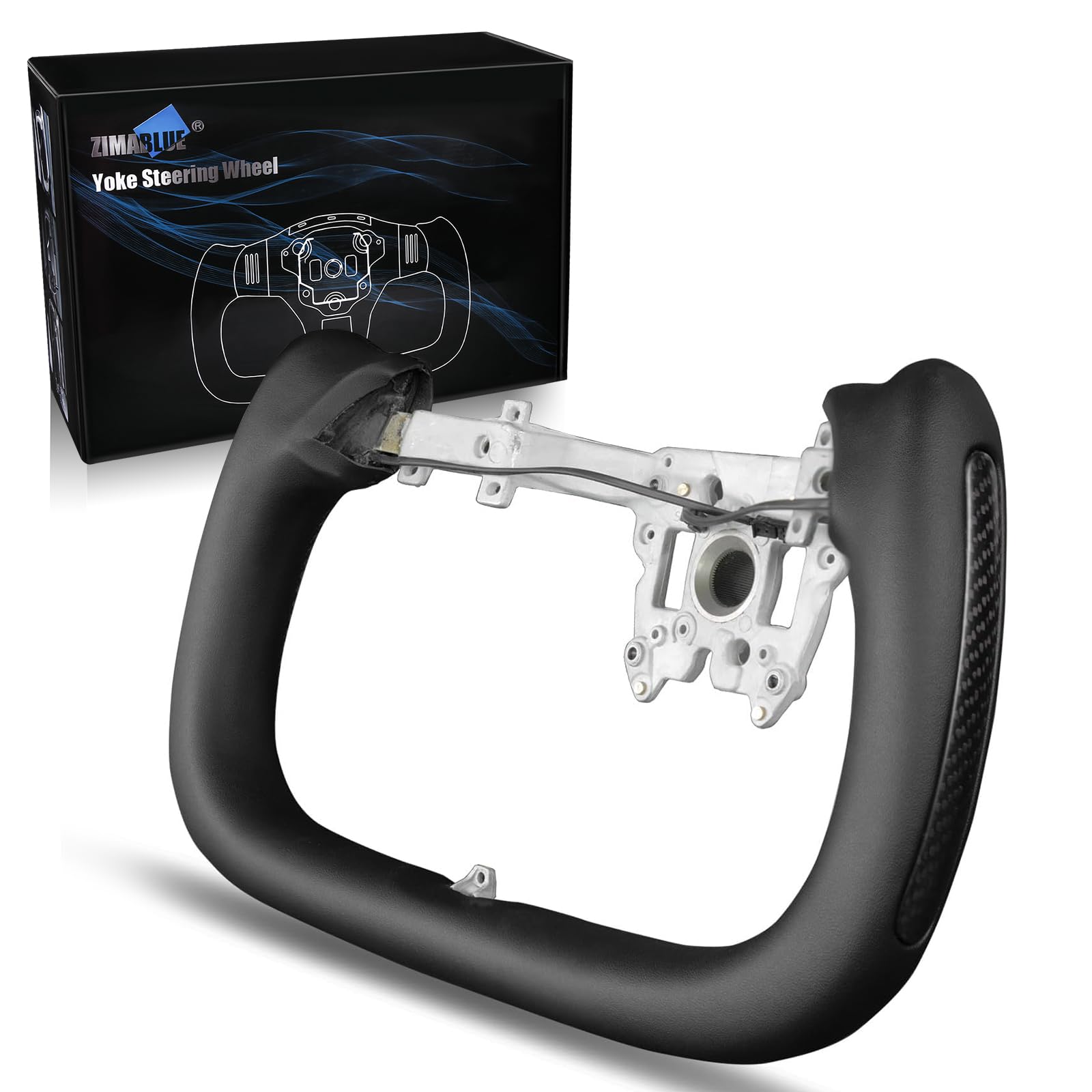 ZIMABLUE Yoke steering wheel front view enhances dashboard visibility and sport-inspired design