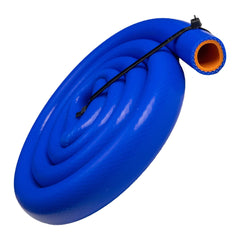 ZIMFLEX silicone heater hose blue reinforced close-up of nylon reinforcement for engine reliability.