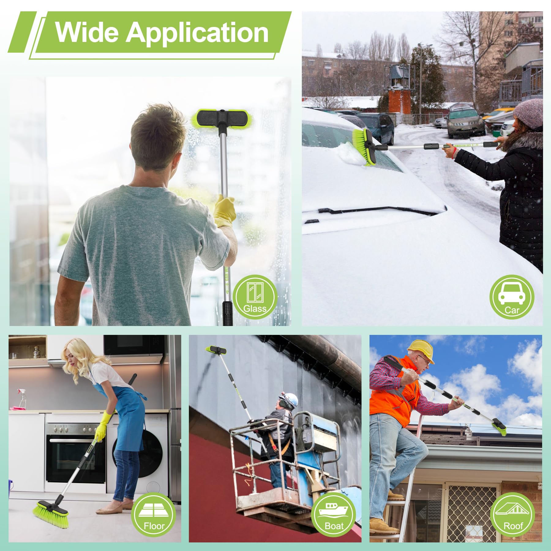 ZimiTeda multi-purpose brush for vehicles, siding, and light snow tasks