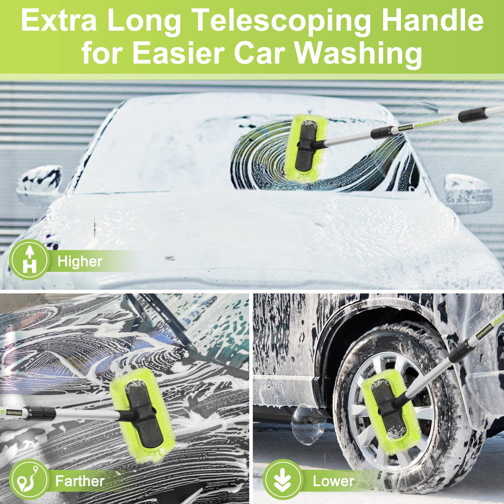 ZimiTeda soft bristle head provides non-scratch cleaning on paint and glass