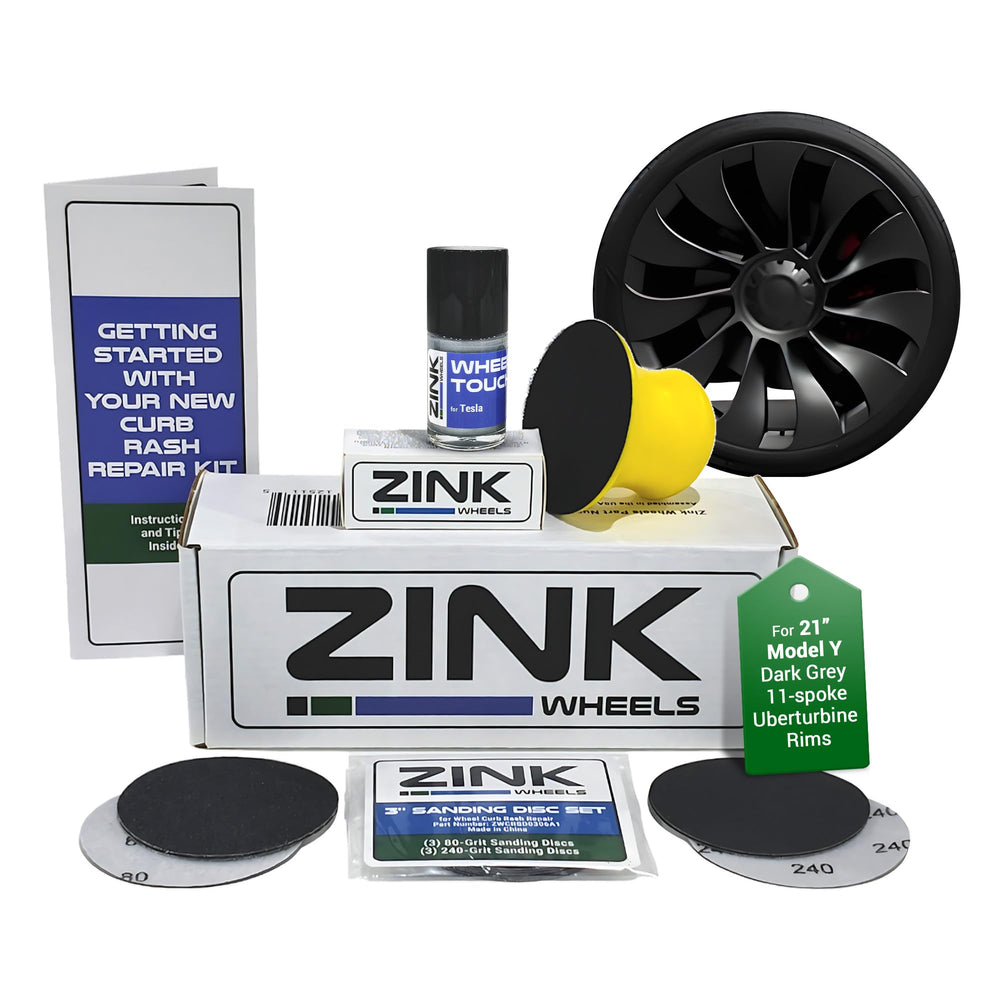 Zink Wheels curb rash kit for Model Y 21-inch charcoal grey enables DIY touch-ups