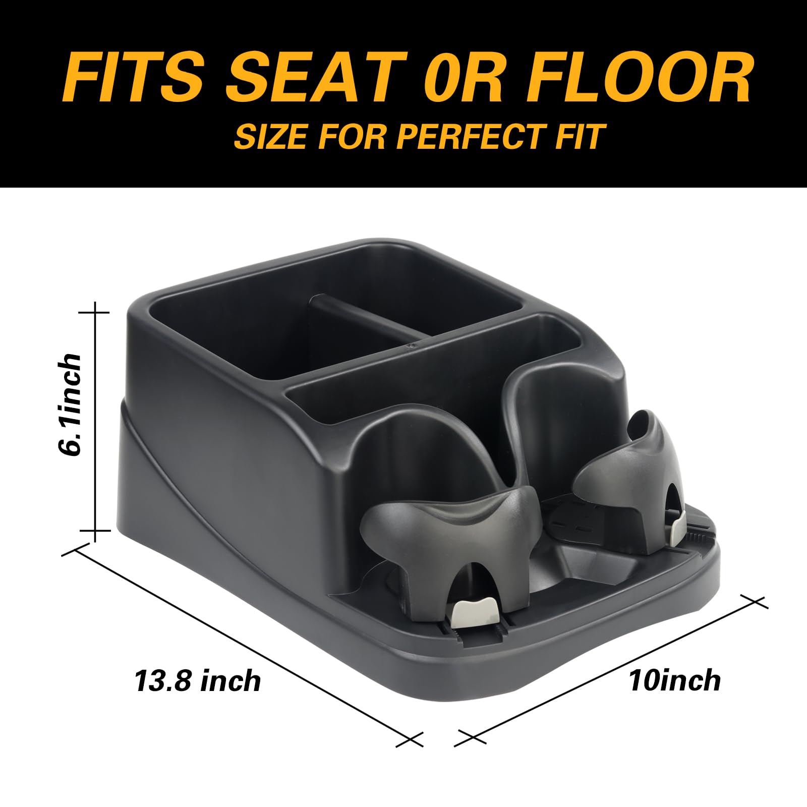 Zinytrae console showing two adjustable cup holders for spill prevention.