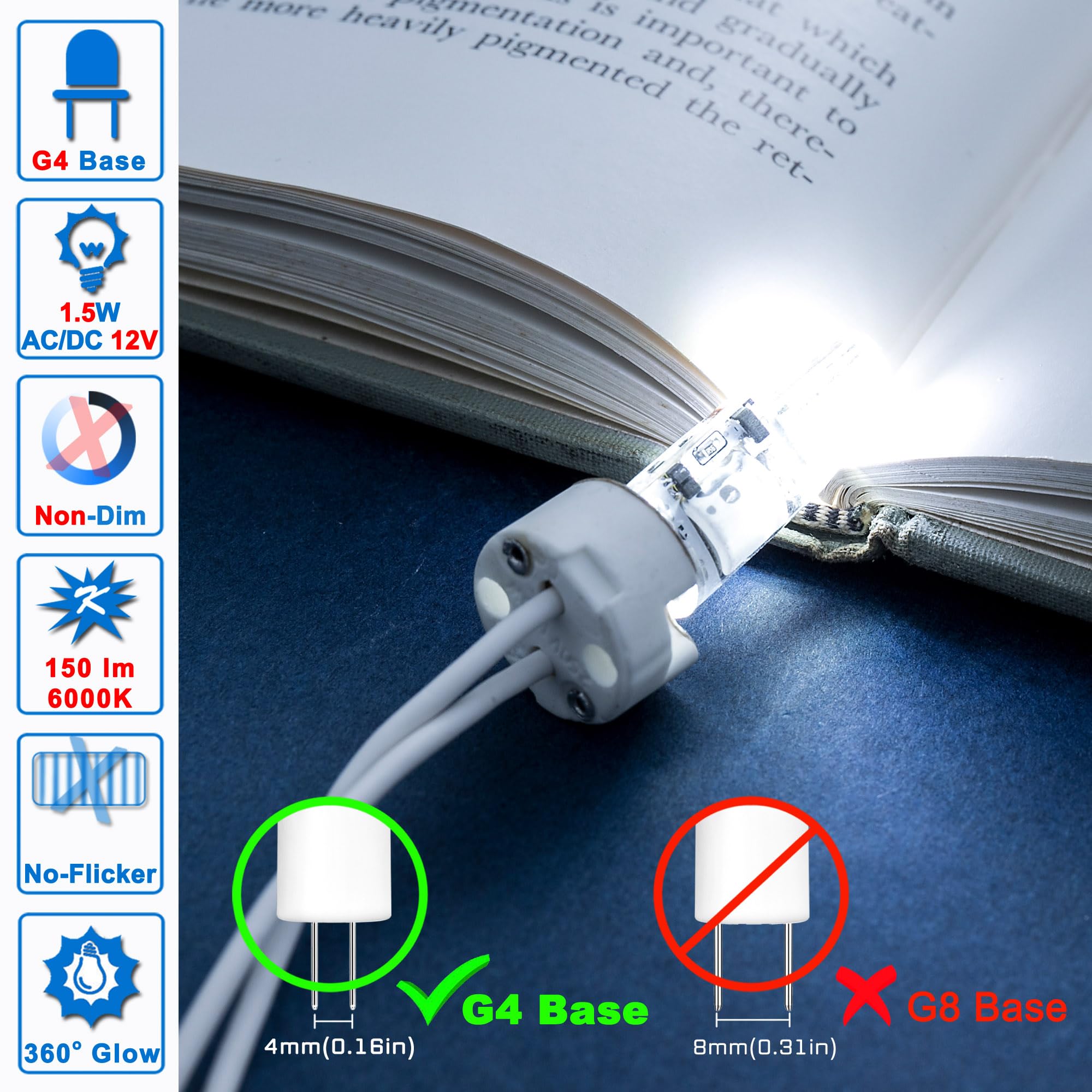 Ziomitus G4 JC Bi-Pin LED bulb installed in an RV cabinet for task lighting