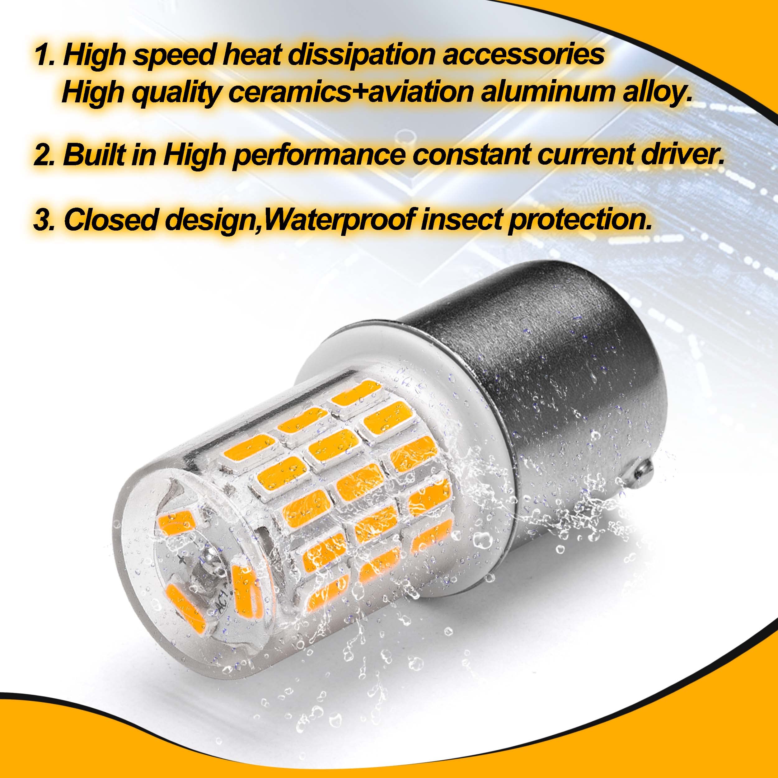 Ziomitus amber-yellow bulb suitable for RV, boat, car, and motorcycle use
