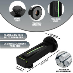 Ziopetru camber tool horizontal adjustment knob enables precise caster and camber checks.