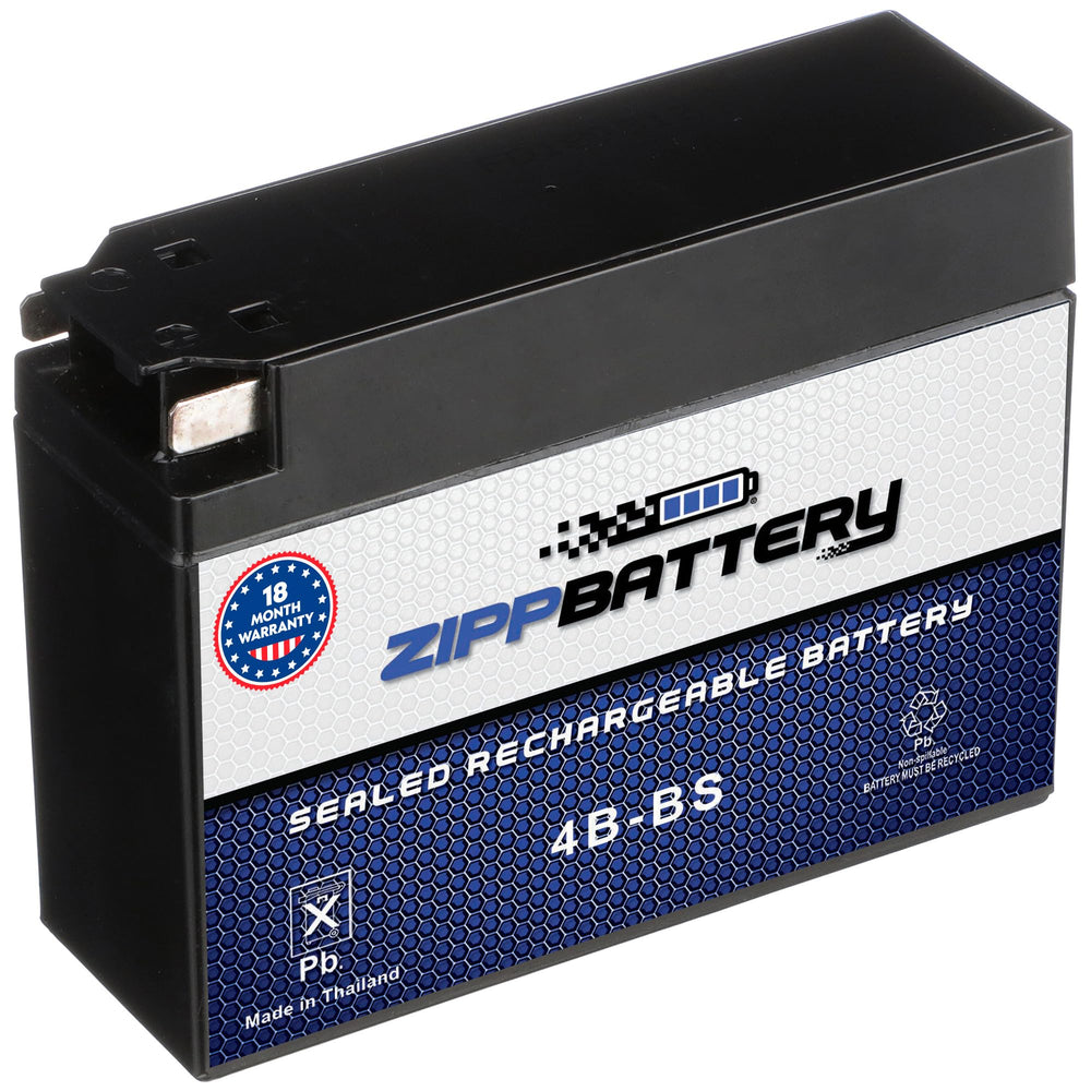 ZIPPBATTERY YTX4B-BS 12V AGM battery with compact dimensions for scooters.