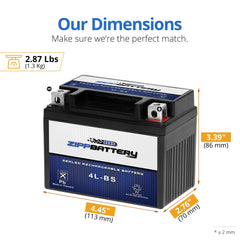 ZIPPBATTERY YTX4L-BS AGM battery for scooter, mini ATVs, and dirt bikes.