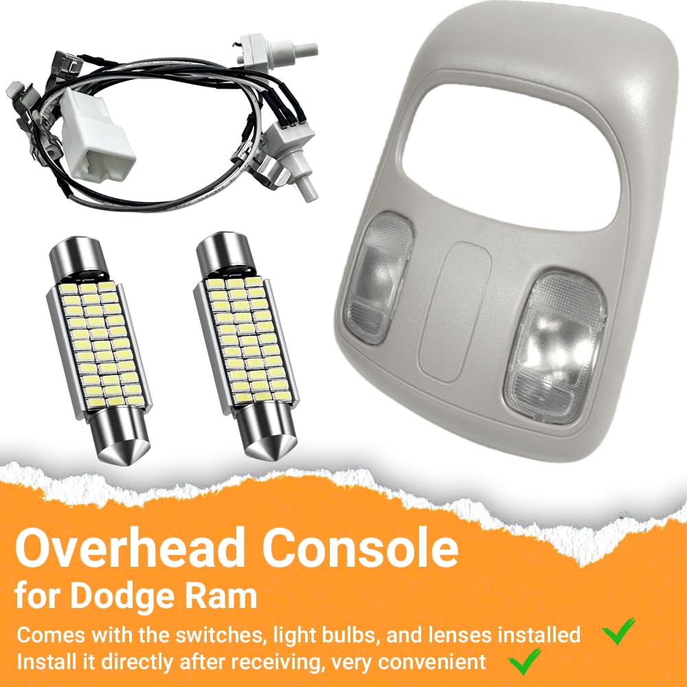 Zixixvan dome light for Dodge Ram interior with preinstalled lenses and switches