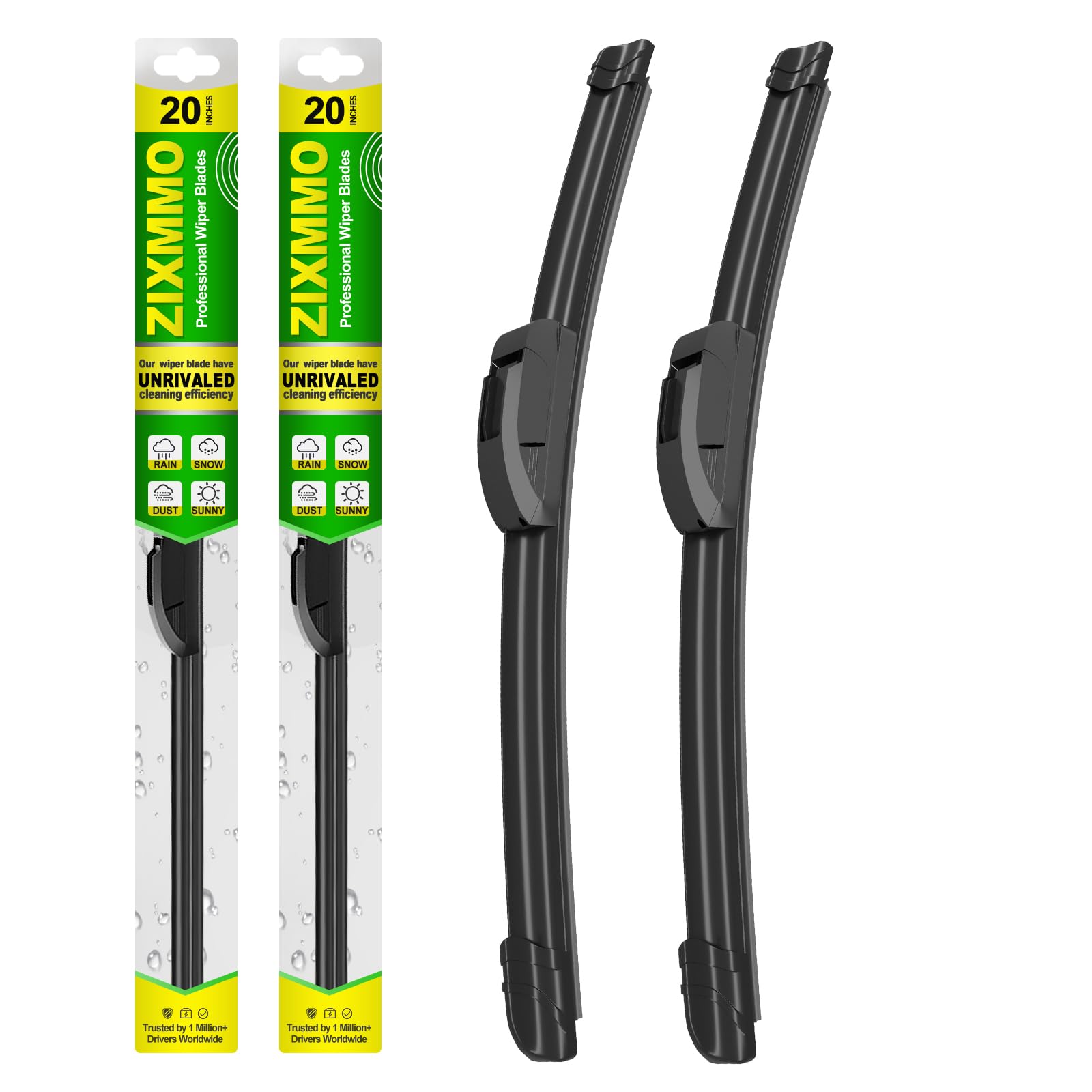 ZIXMMO all-season 20in-20in wiper blades for clear visibility in rain.