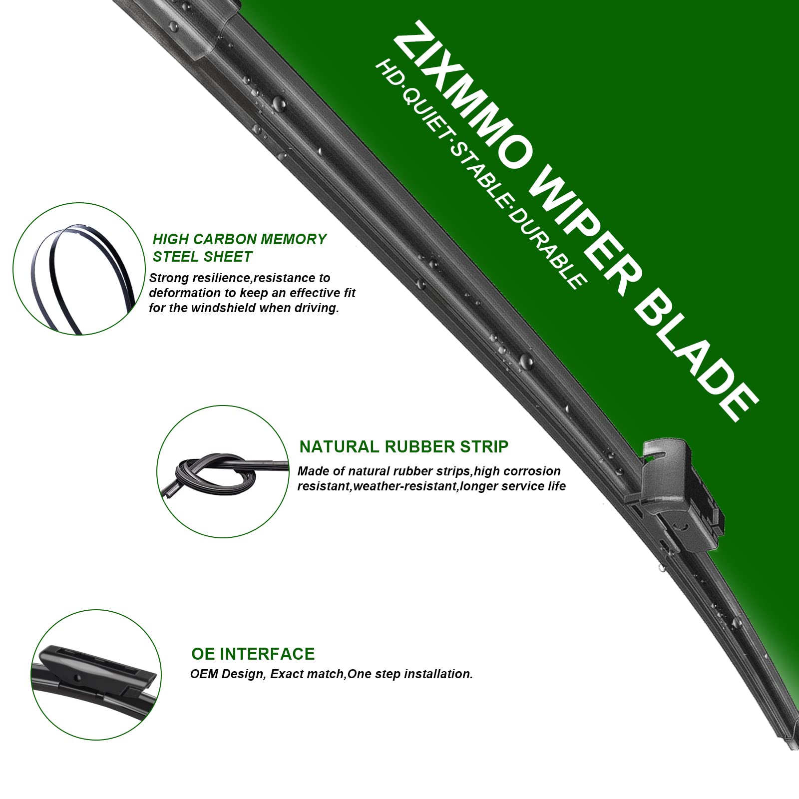 ZIXMMO bayonet-arm wipers enable stable, quiet operation.