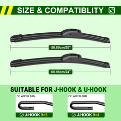 ZIXMMO wipers with J/U-HOOK ARM for clip-on installation