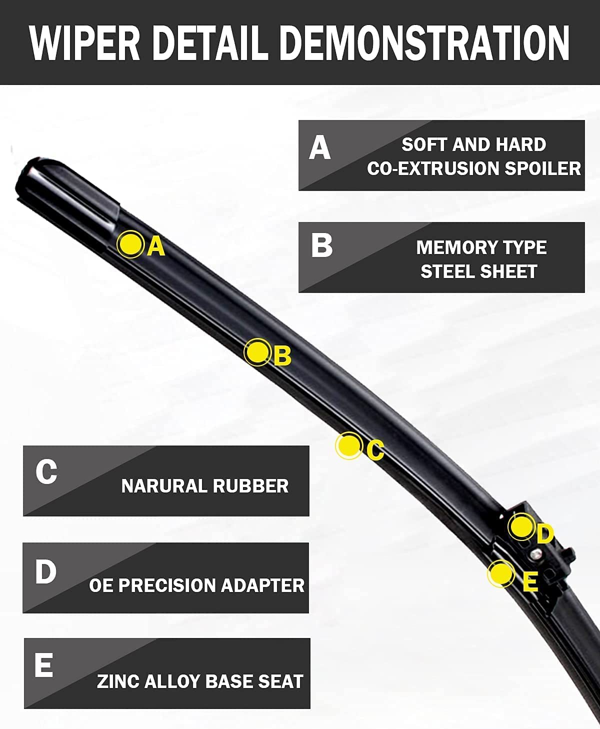 ZIXMMO wiper blades installation-ready with OE-style adapter