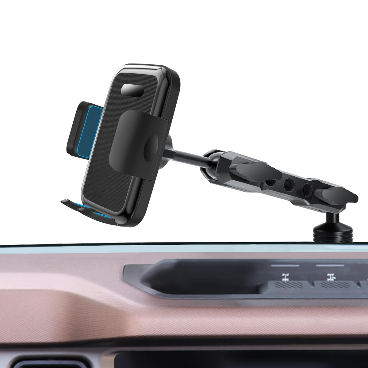 ZKJAYOE Bronco phone mount dashboard tilt for comfortable navigation.