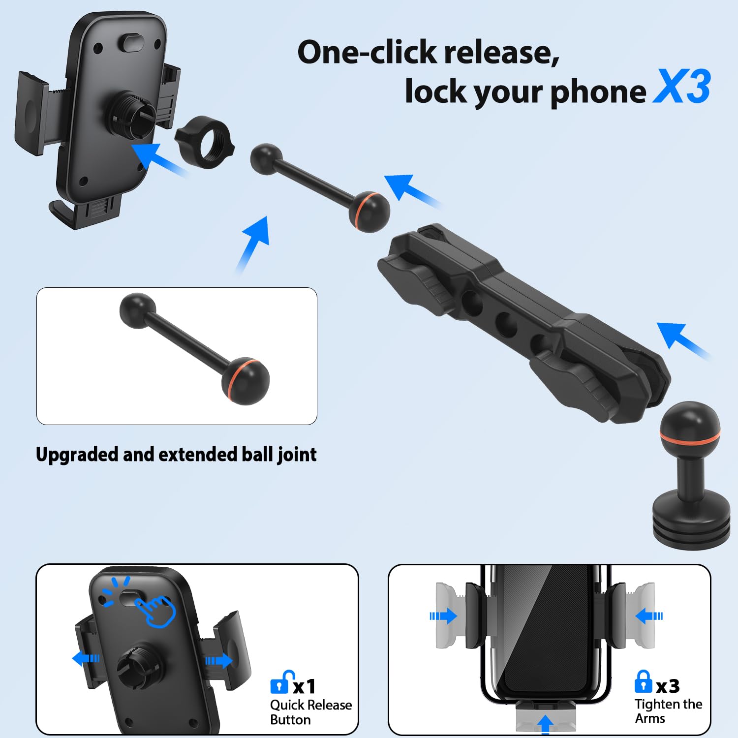 ZKJAYOE Bronco mount includes wrench for quick, tool-free installation.