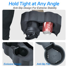 ZKJAYOE dual drink tray fits rear console for organized storage during drives.