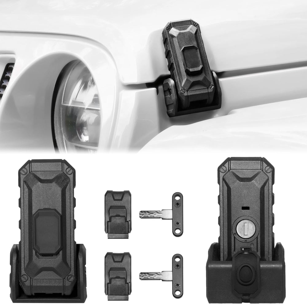 ZKJAYOE locking hood latch installed for Jeep with key access and OEM fit.