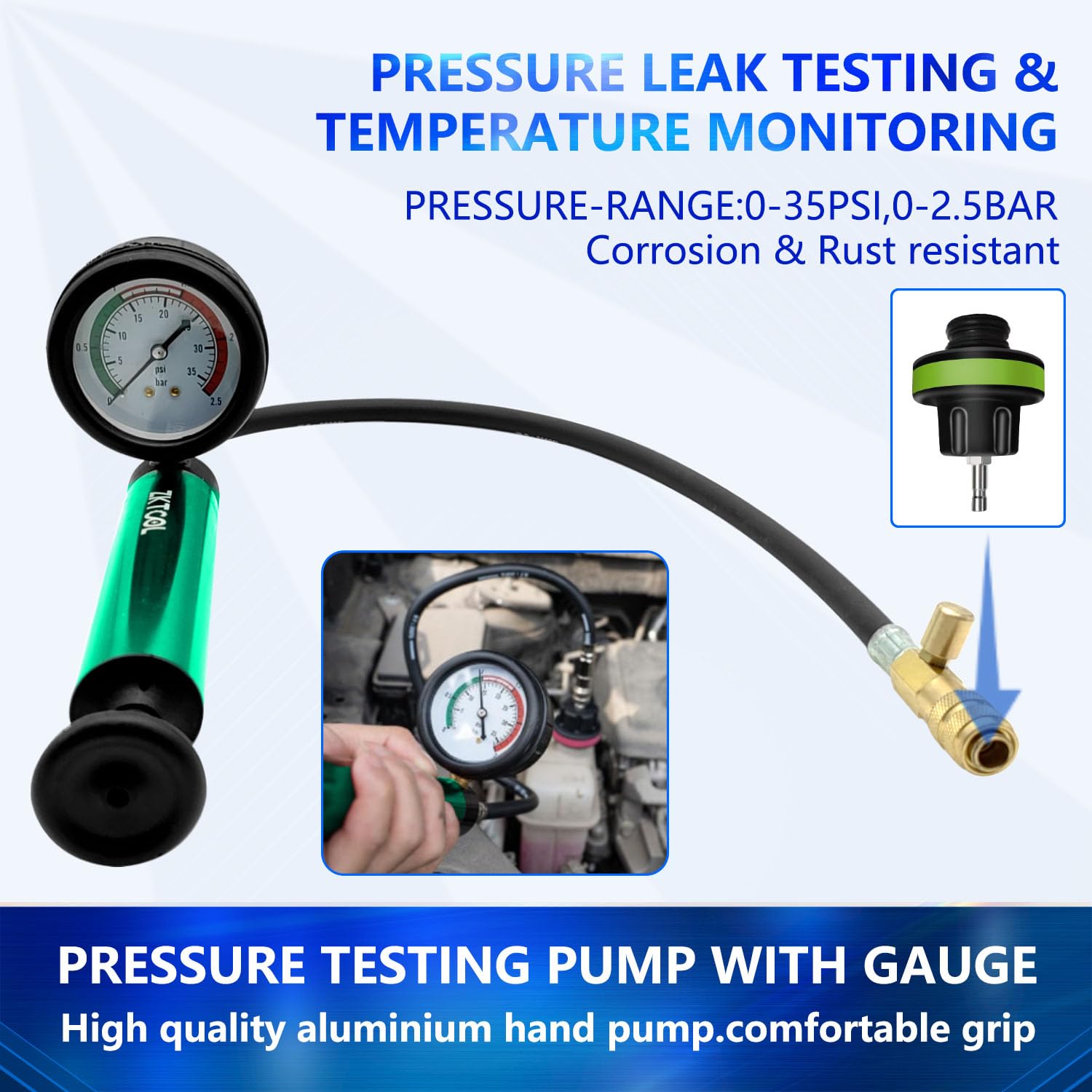 ZKTOOL reinforced braided hose ensures a tight seal during tests.