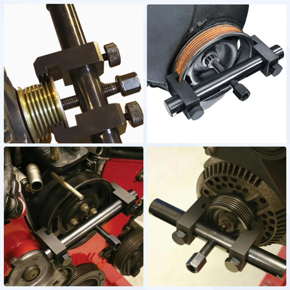 ZKTOOL puller kit supports 35-160 mm pulleys for crankshafts and accessories.