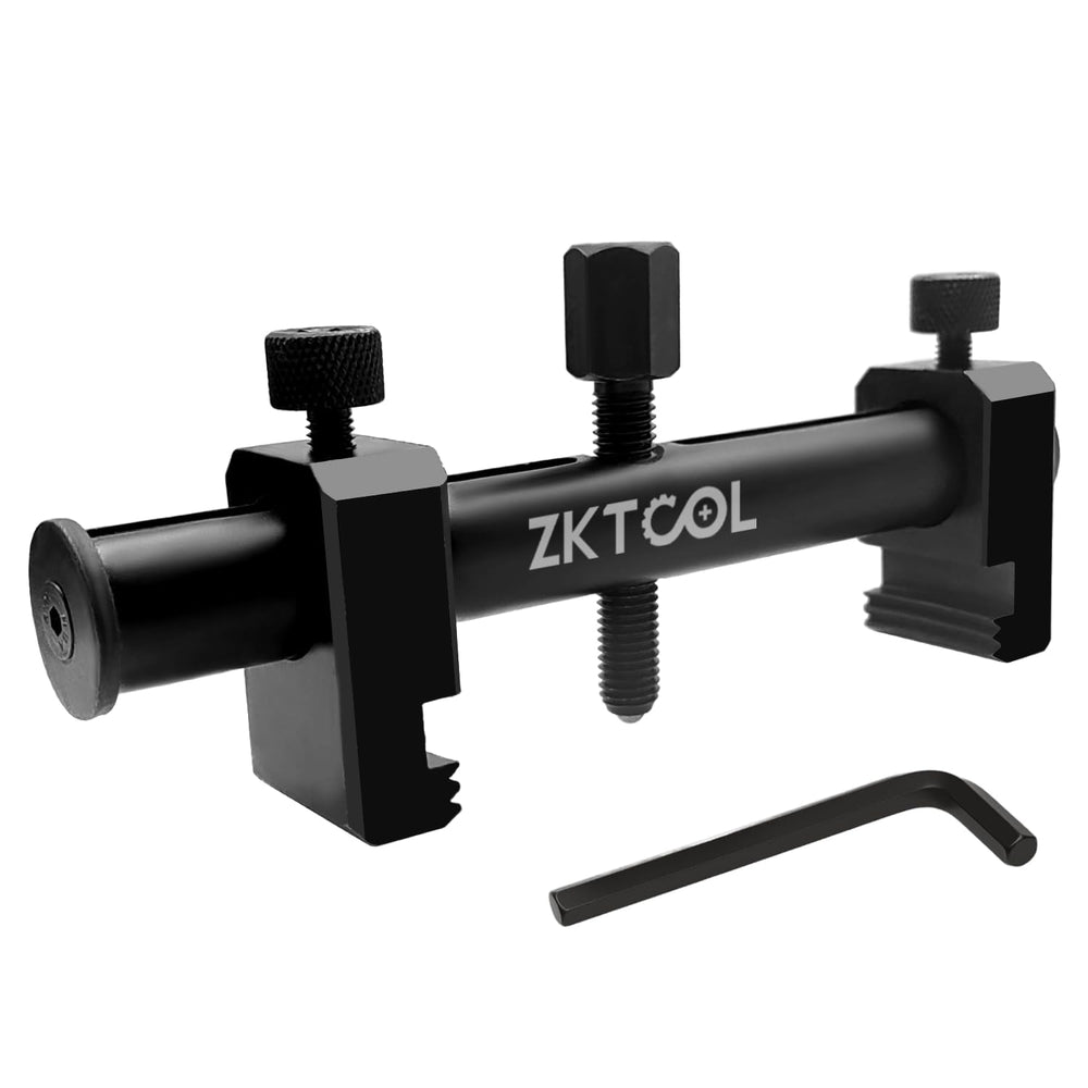 ZKTOOL universal ribbed drive pulley puller in use for safe, damage-free removal.