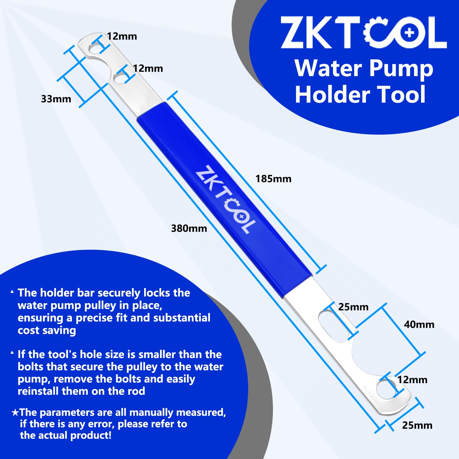 ZKTOOL water pump pulley holder stabilizing setup during removal