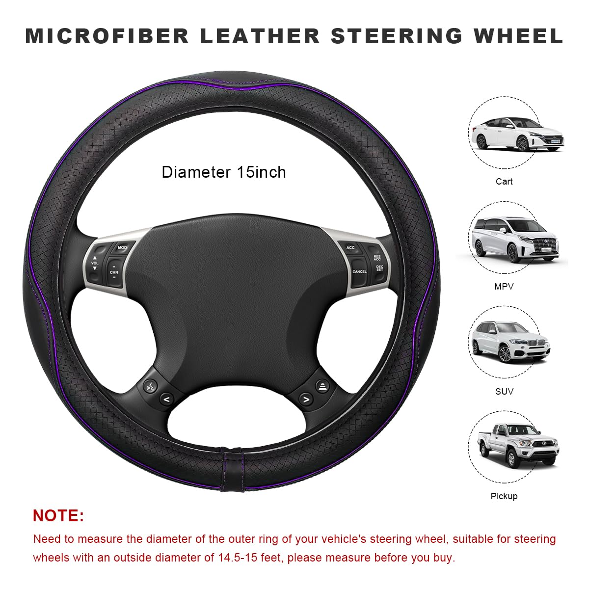 ZNDAW leather steering cover soft touch for comfortable driving.