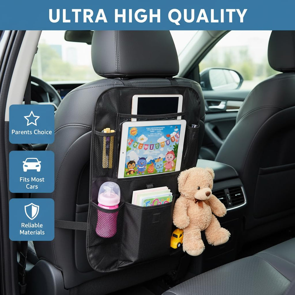 Zntezed 12 inch tablet holder offers touch screen access for kids during rides.