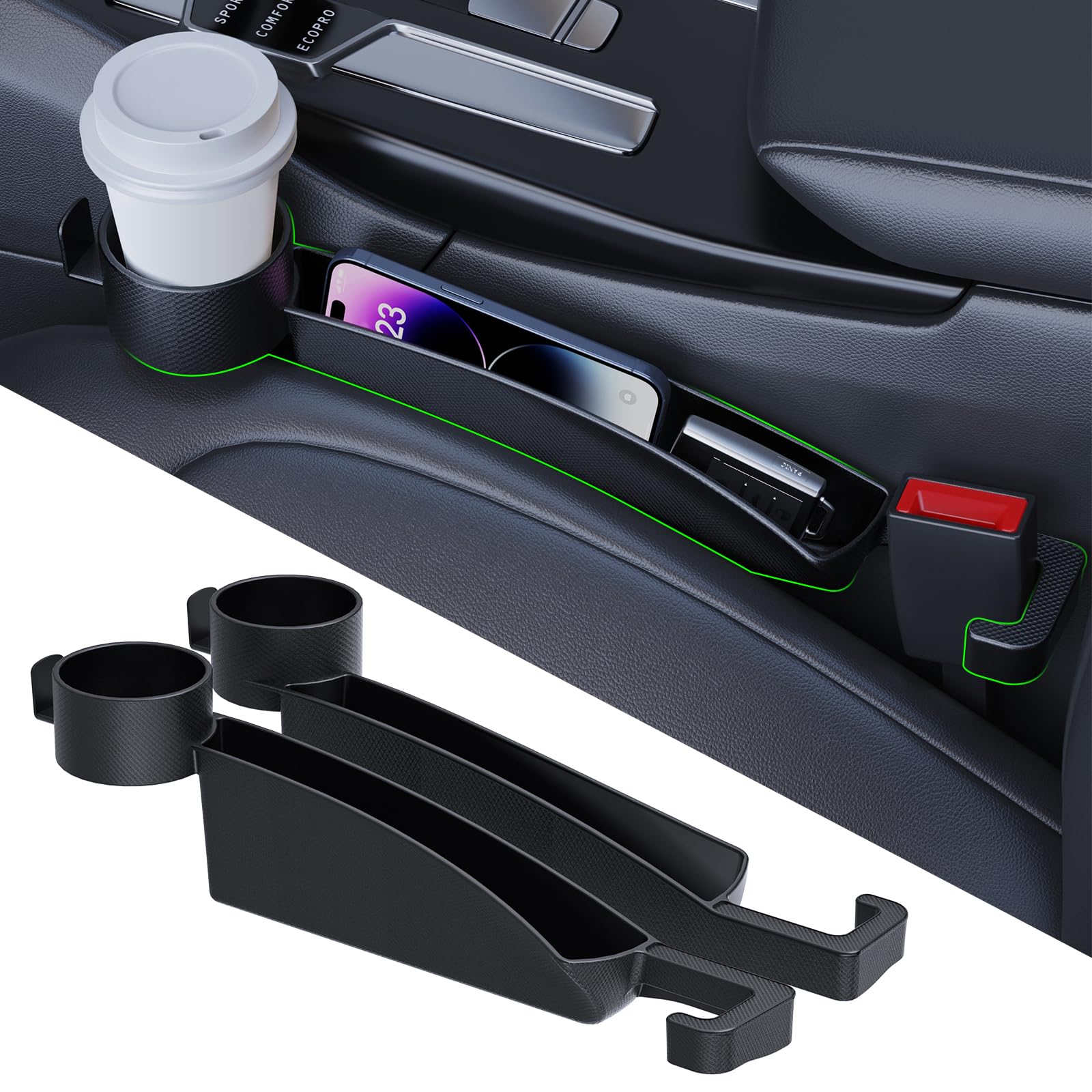ZOCARTO car-seat filler assembly shows seamless gap coverage to prevent items from dropping.