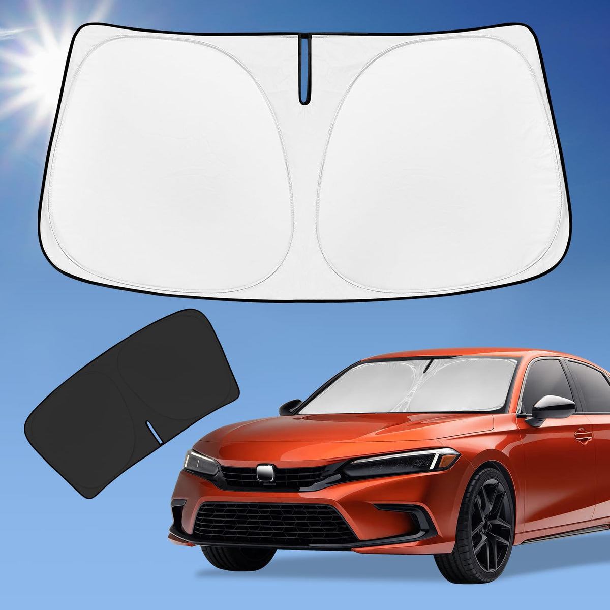 ZOIBV Honda Civic sunshade front windshield covers fully for heat protection