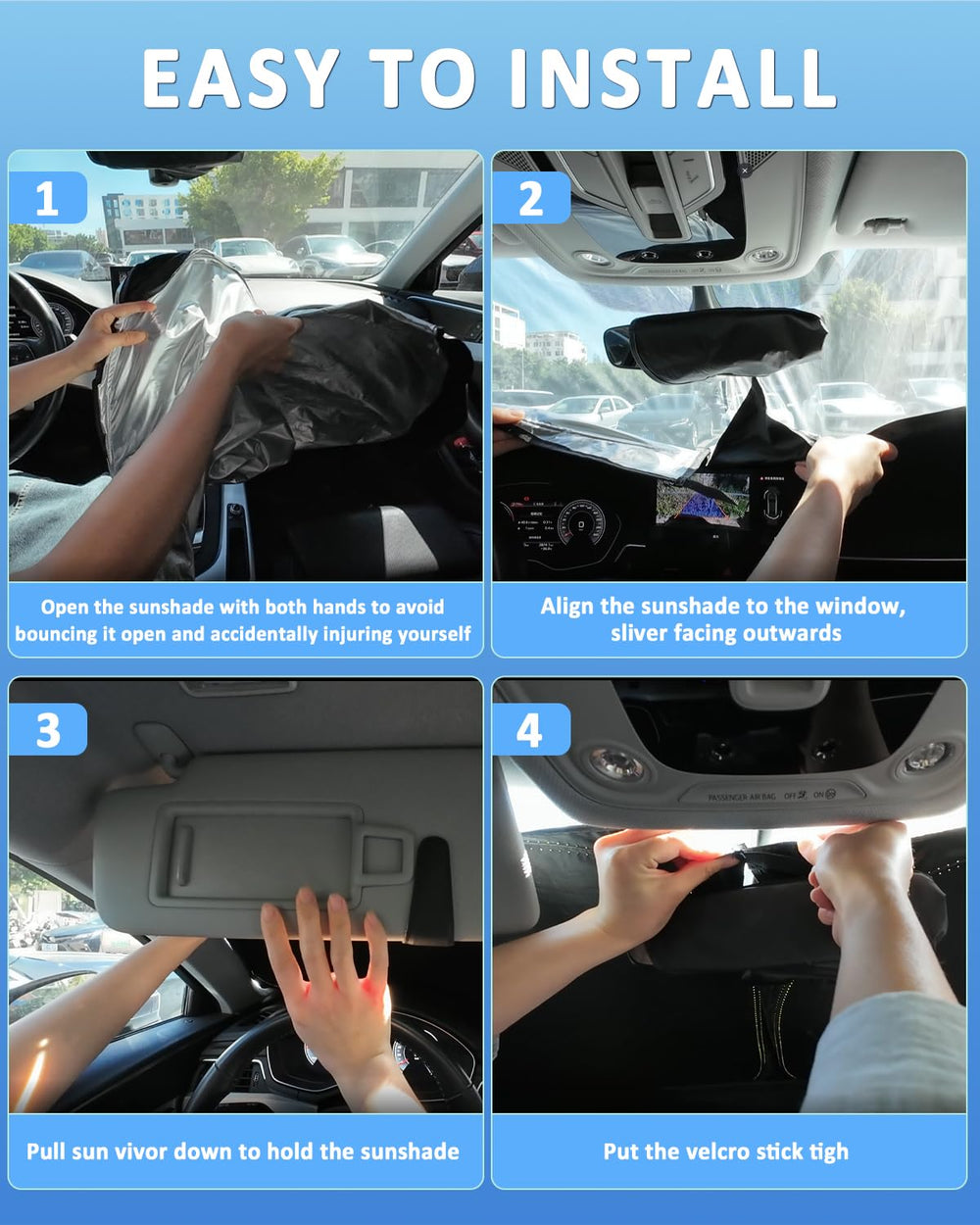 ZOIBV windshield shade interior cooling without sacrificing visibility