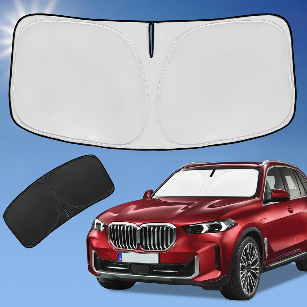 ZOIBV sun shade for BMW X5 front windshield cover reduces glare and heat.