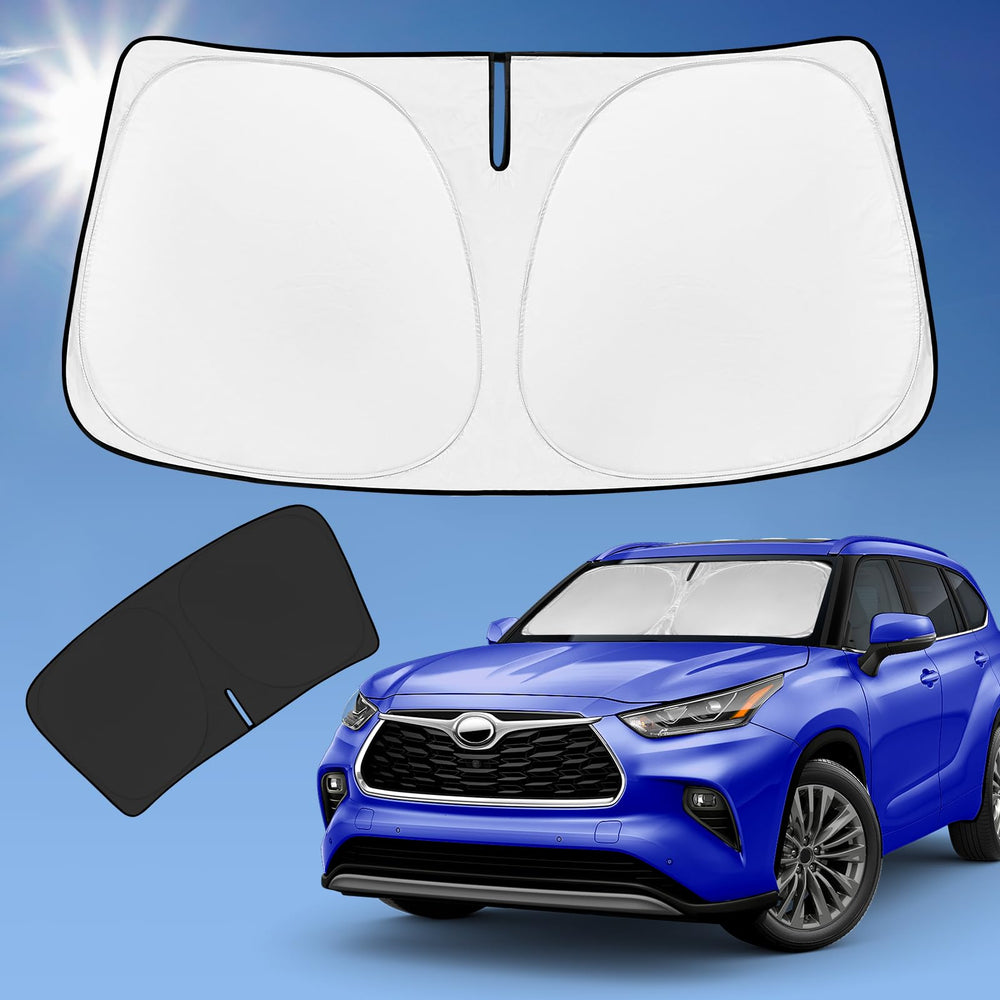 ZOIBV Highlander sunshade front window cover protects windshield and reduces heat.