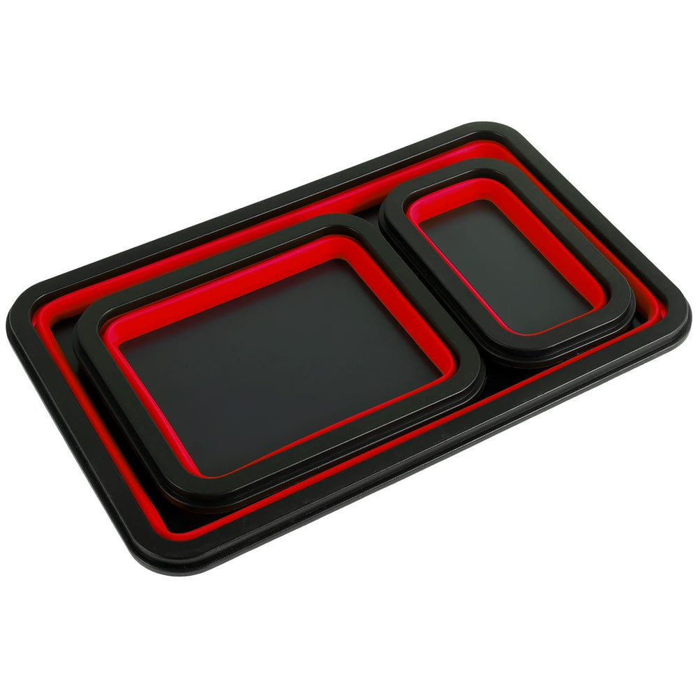 ZOLOTI three-piece tray set red helps organize screws bolts and nuts across tasks