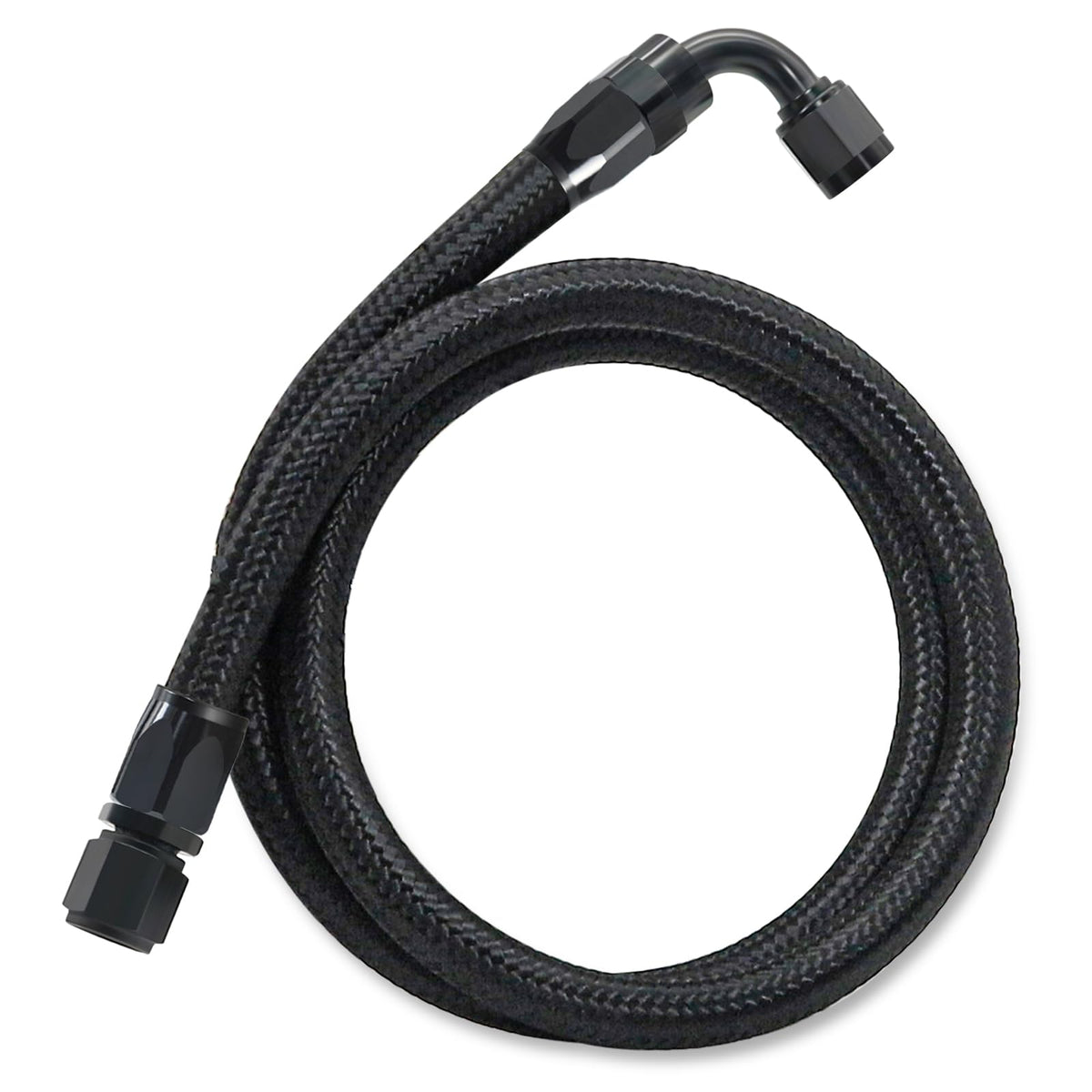 ZONBANG 6AN assembled fuel line with 2 ft length and 0°/90° fittings for flexible routing.