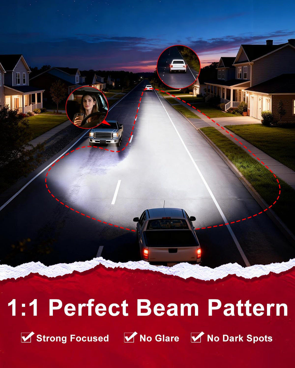 ZONBEAM H11 LED bulbs 65000lm per set for bright nighttime illumination