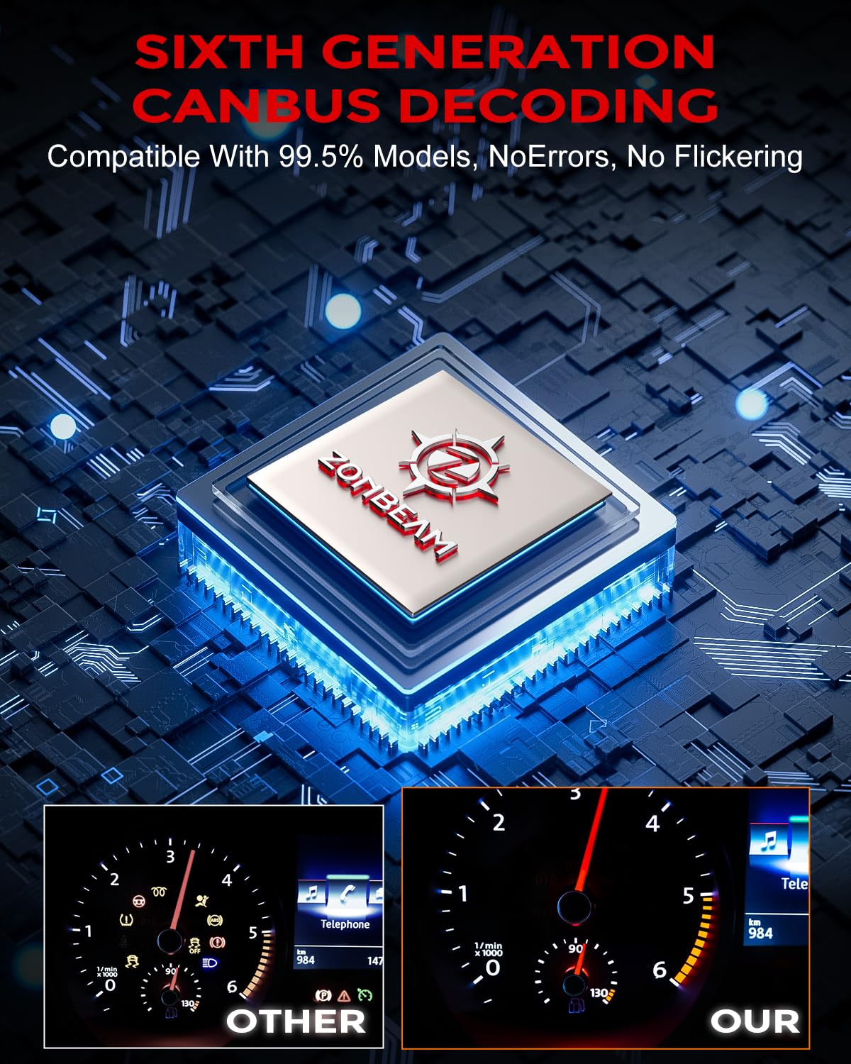 ZONBEAM H11 LED bulbs Canbus compatible for smooth dashboard operation