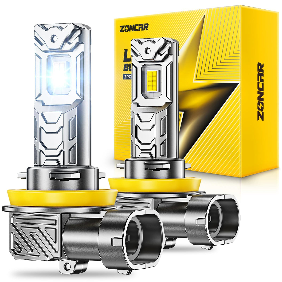 ZonCar H11 LED headlight bulbs provide a bright beam for clearer night driving.