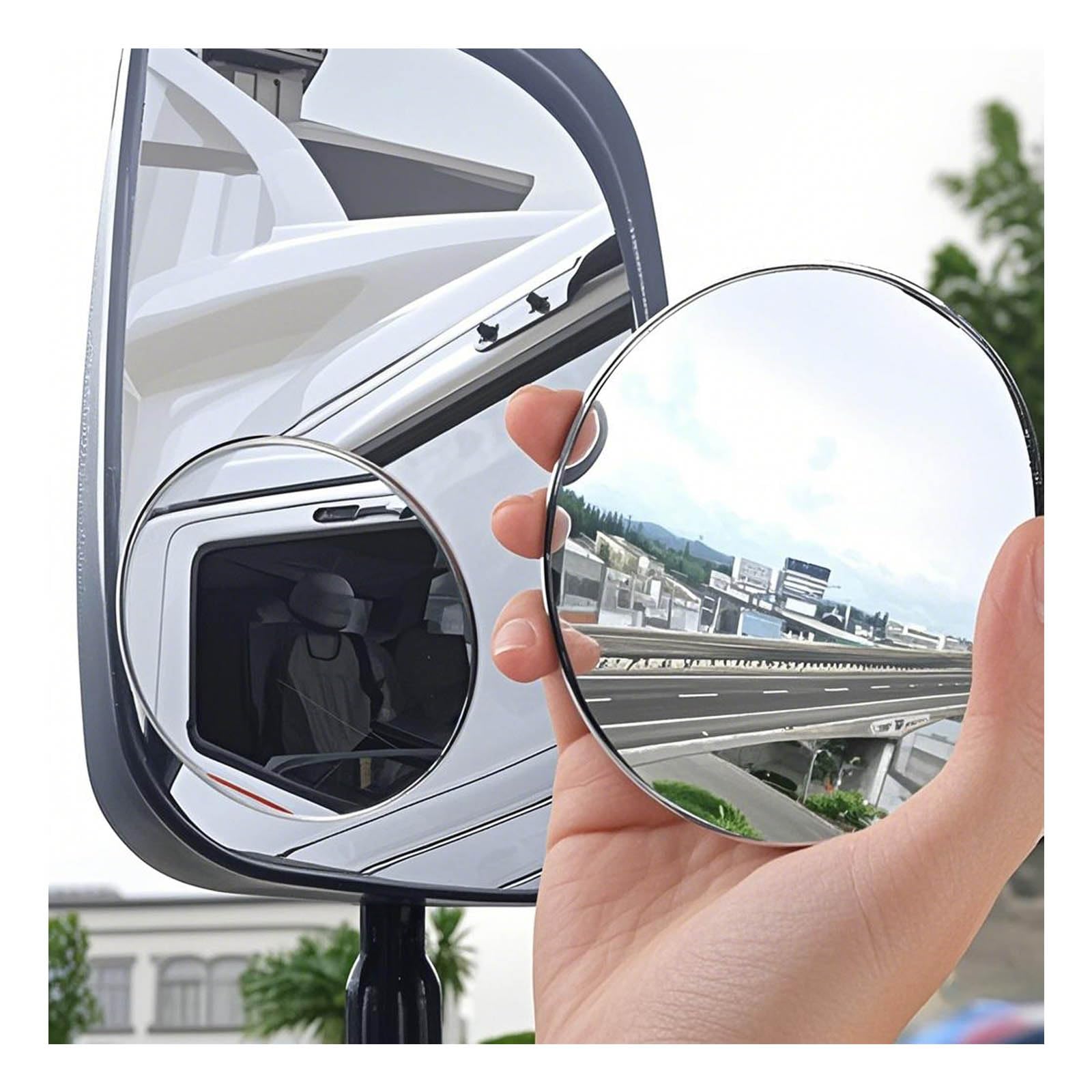 Z-oneMart 2pcs blind spot mirrors extend your field of view for safer lane changes.