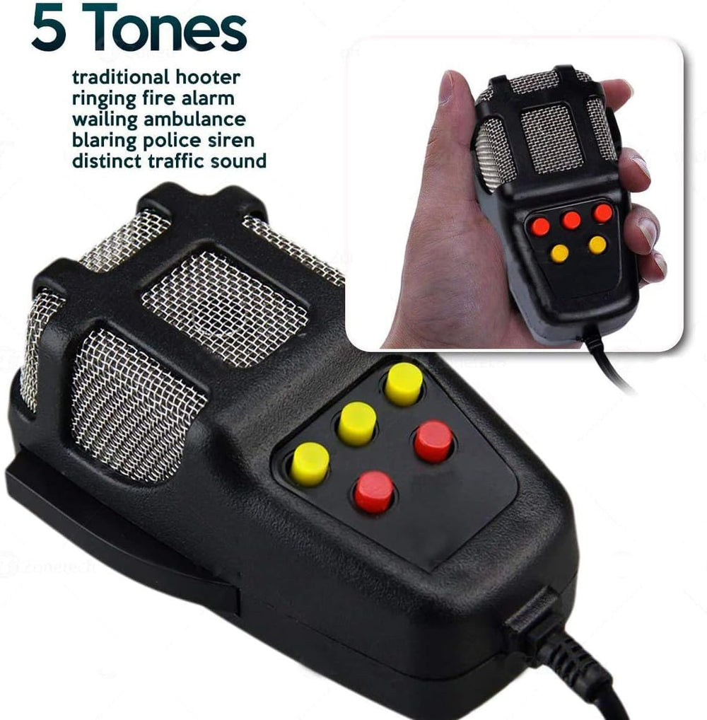 Zonetech 5-tone siren side panel view showing compact install
