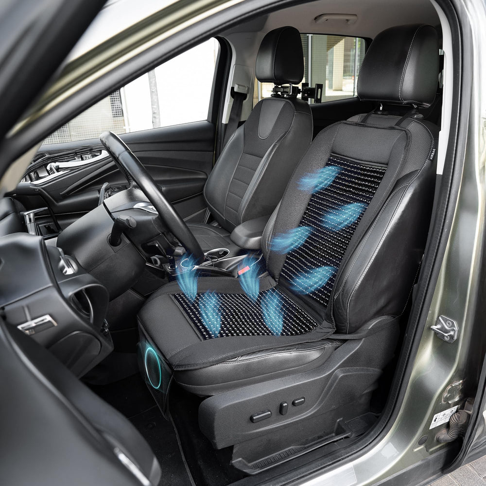 ZONETECH beaded cooling seat cover back view demonstrates secure universal fit