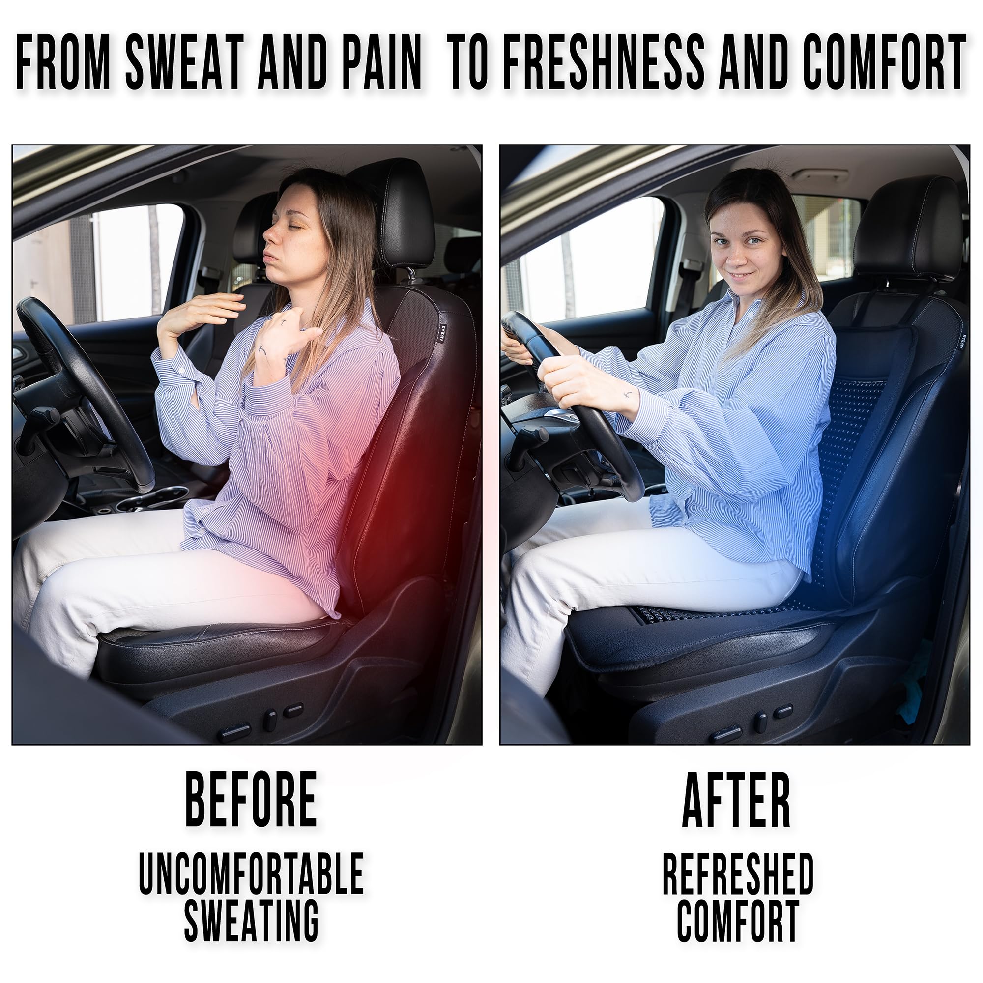 ZONETECH beaded cooling seat cover installed on driver seat for daily comfort