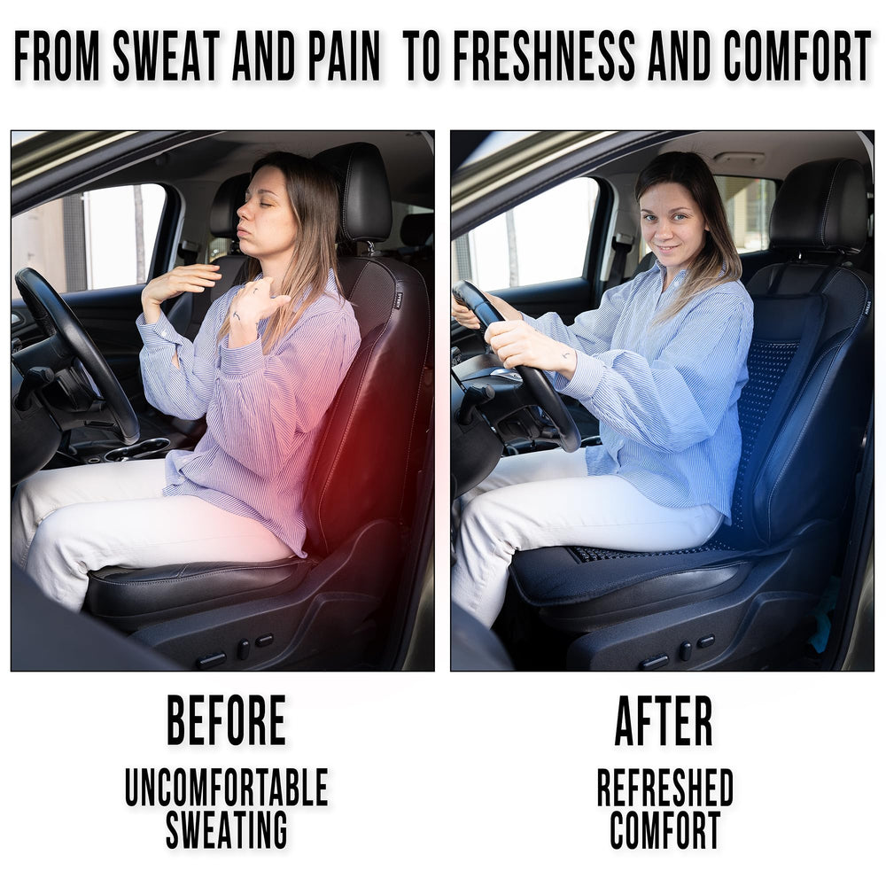 ZONETECH beaded cooling seat cover installed on driver seat for daily comfort