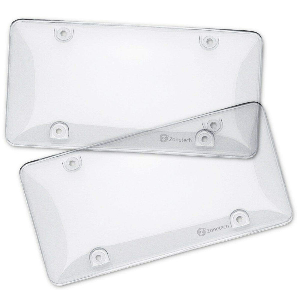 Zone Tech clear license plate cover front view protects the plate while remaining nearly invisible