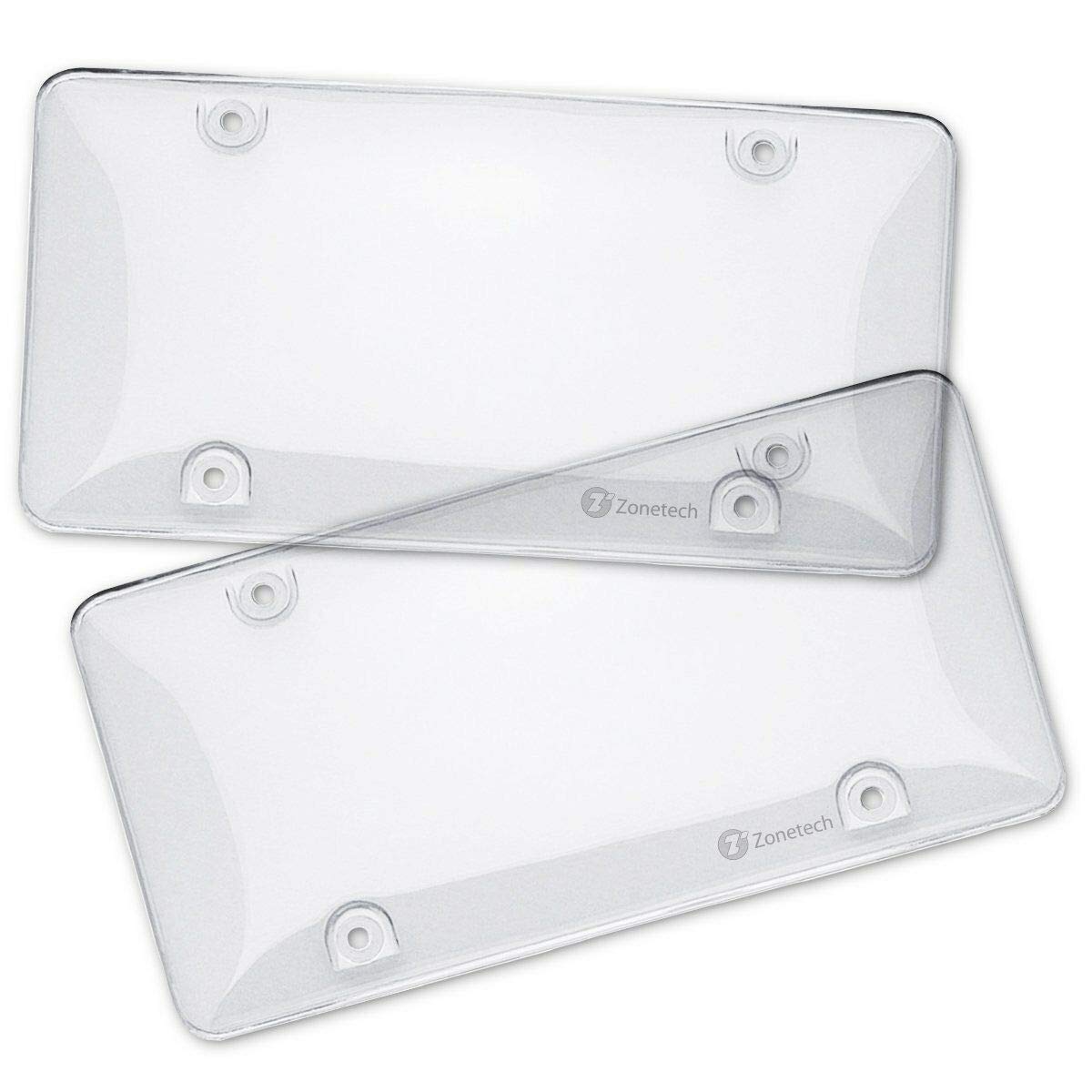 Zone Tech clear license plate cover front view protects the plate while remaining nearly invisible