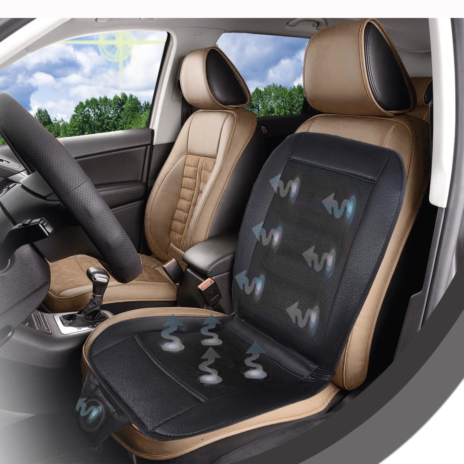 ZONETECH cooling car seat cushion 12V plug for easy vehicle use