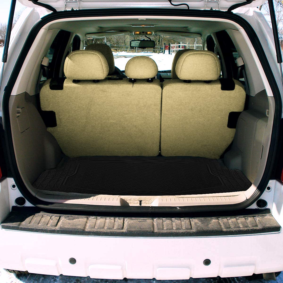 ZONETECH easy-clean surface simplifies removing dirt from trunk mat