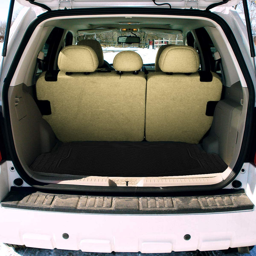 ZONETECH easy-clean surface simplifies removing dirt from trunk mat
