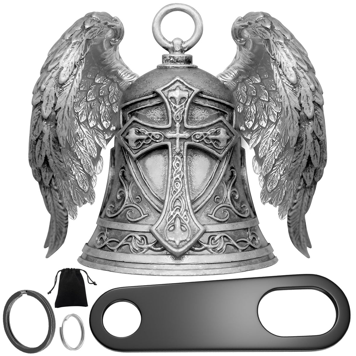 Zorleniva guardian angel biker bell with 3D design for enhanced on-road protection.