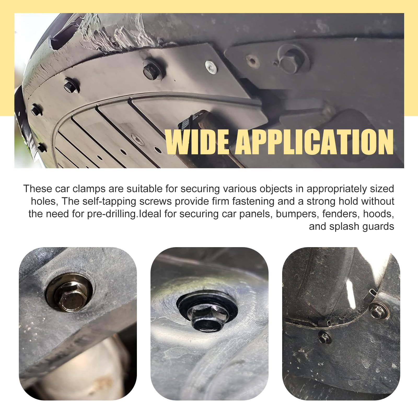Zosgrew car body fixings enable firm connections during installation.
