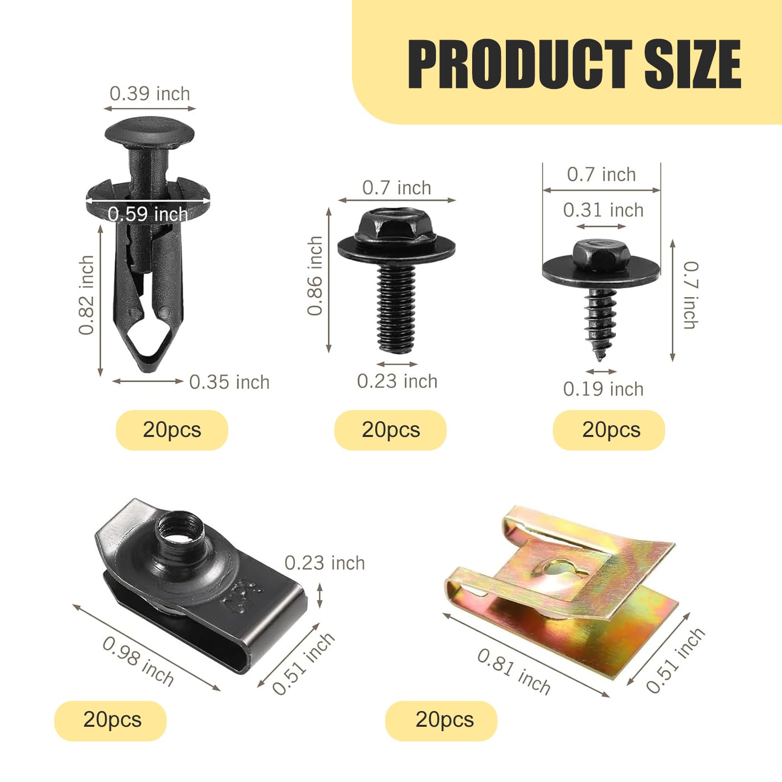 Zosgrew U-clip fastener set provides versatile attachment for car-body panels.