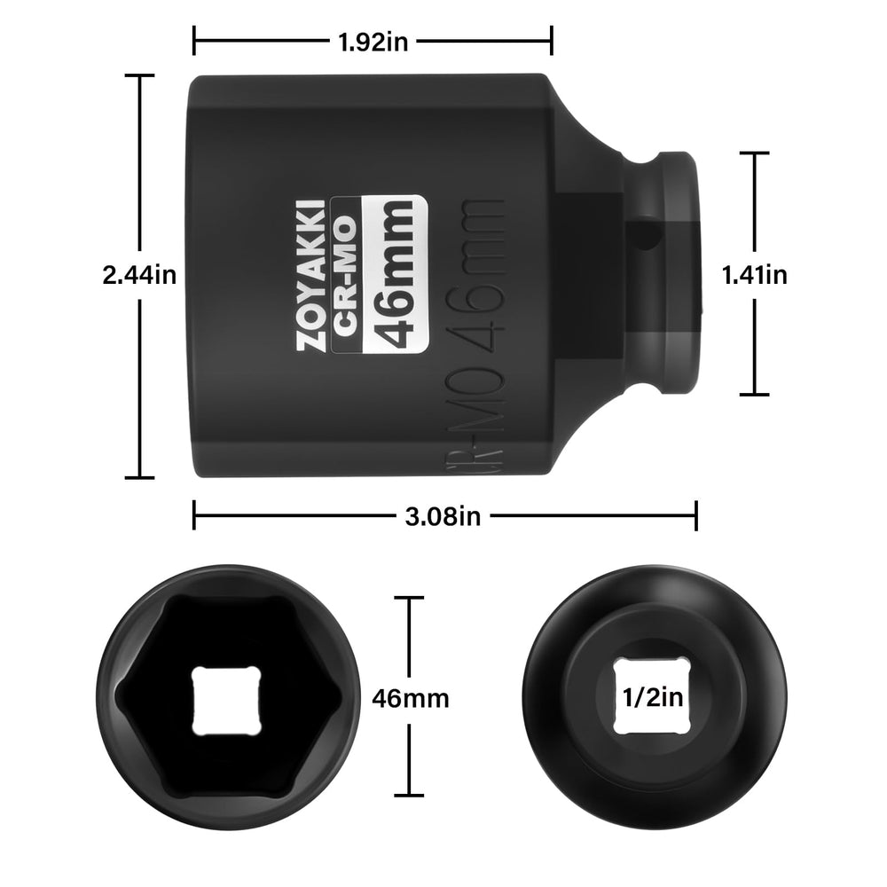 Zoyakki CR-MO axle-nut socket with black phosphated finish